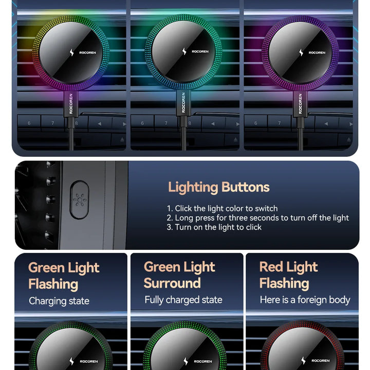 Wireless Charging Stand with RGB Light, Built-in Alarm & Speaker