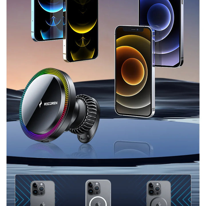 Wireless Charging Stand with RGB Light, Built-in Alarm & Speaker