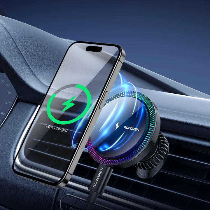 Wireless Charging Stand with RGB Light, Built-in Alarm & Speaker