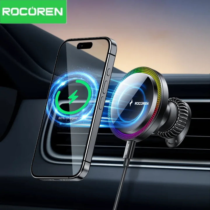 Wireless Charging Stand with RGB Light, Built-in Alarm & Speaker