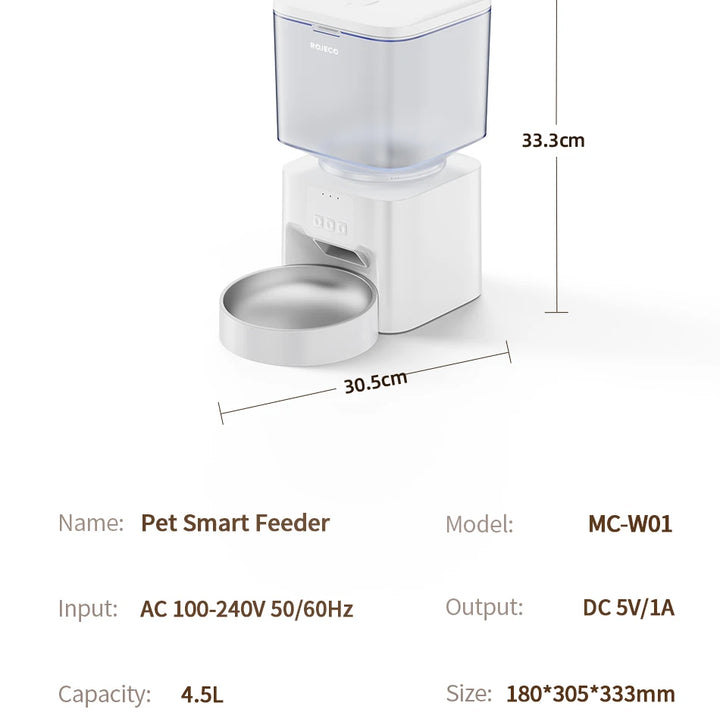ROJECO Automatic Pet Feeder – Smart Food Dispenser for Cats & Dogs