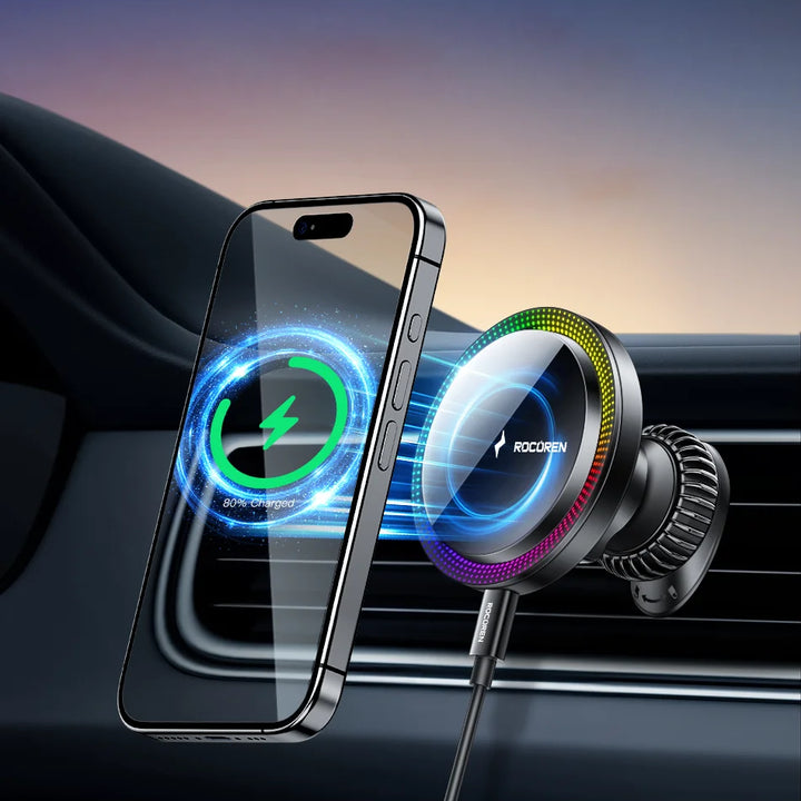 Wireless Charging Stand with RGB Light, Built-in Alarm & Speaker