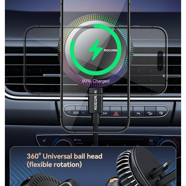 Wireless Charging Stand with RGB Light, Built-in Alarm & Speaker