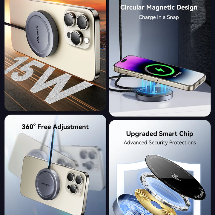 Qi2 Fast Wireless Charger – 3-in-1 Charging Station with Rotating Dock