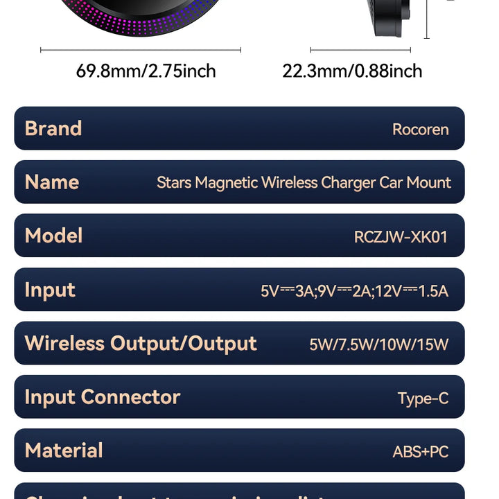 Wireless Charging Stand with RGB Light, Built-in Alarm & Speaker